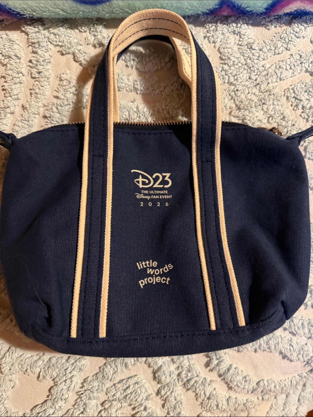 D23 x little words project Navy Mini Tote Bag